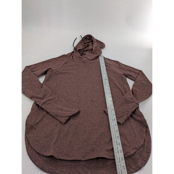 Athleta Uptempo Hooded Sweatshirt Womens Size Small Brown Heathered Thumb Holes - Picture 2 of 8